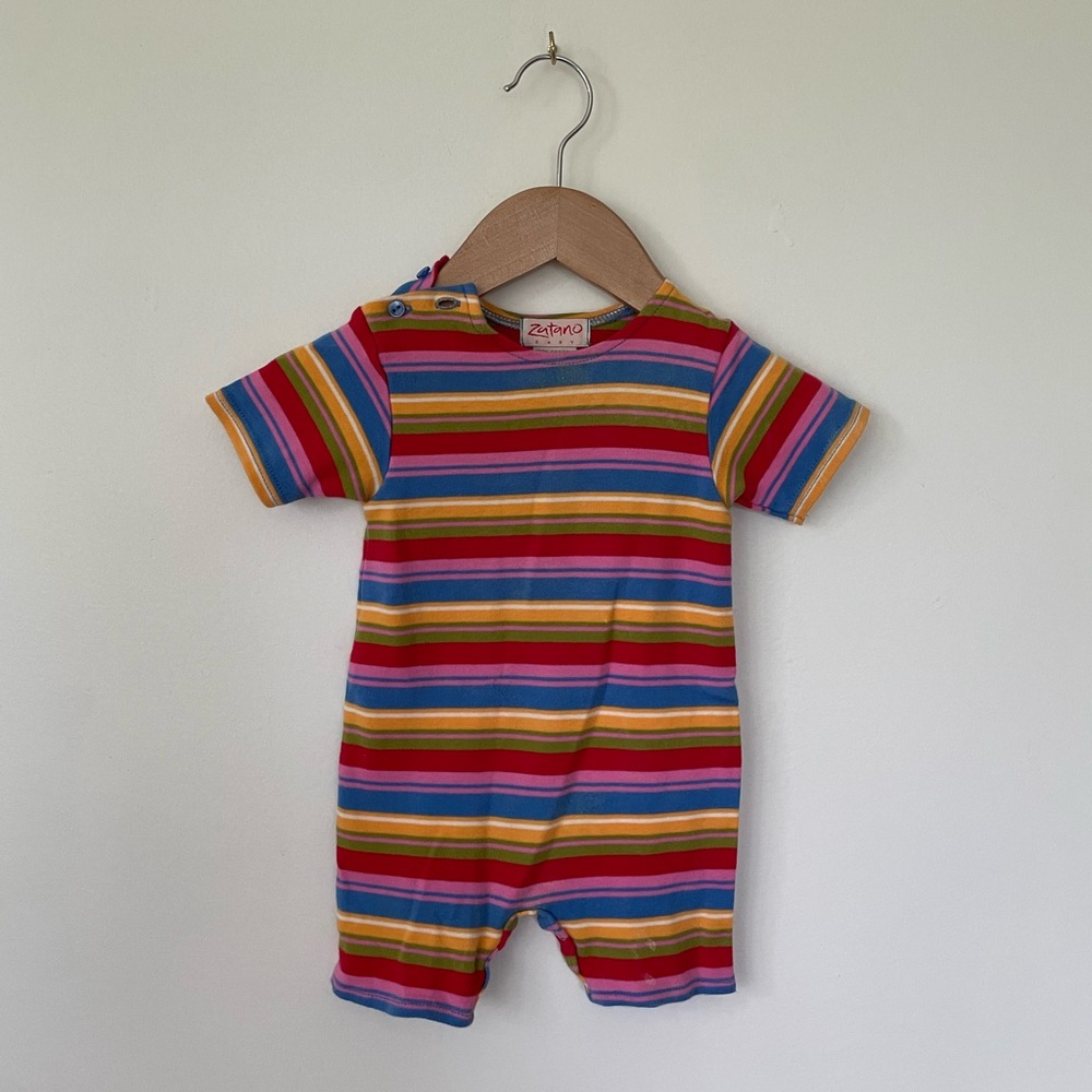 Zutano Bright Multicolor Stripe Baby Short Romper